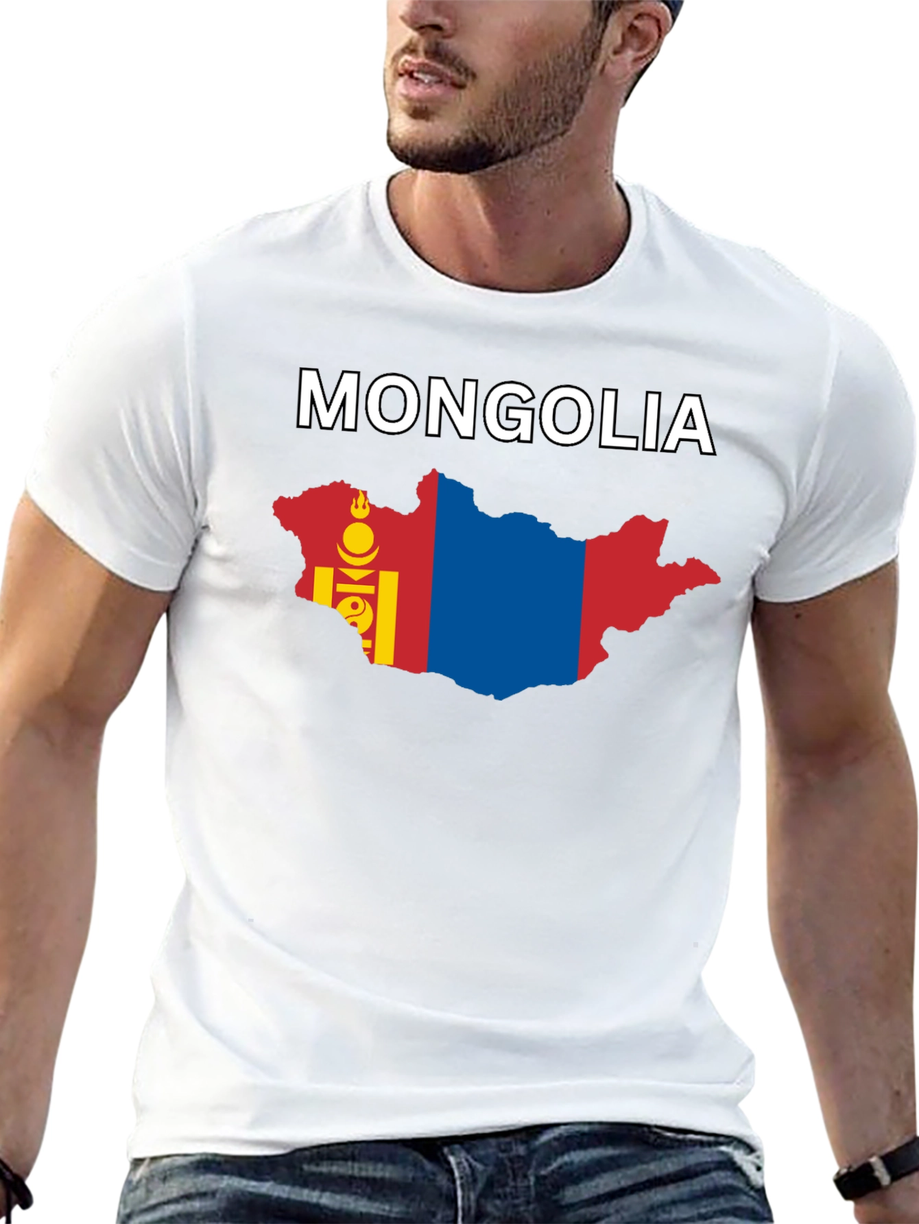 Mongolia Flag Map Graphic T-Shirt