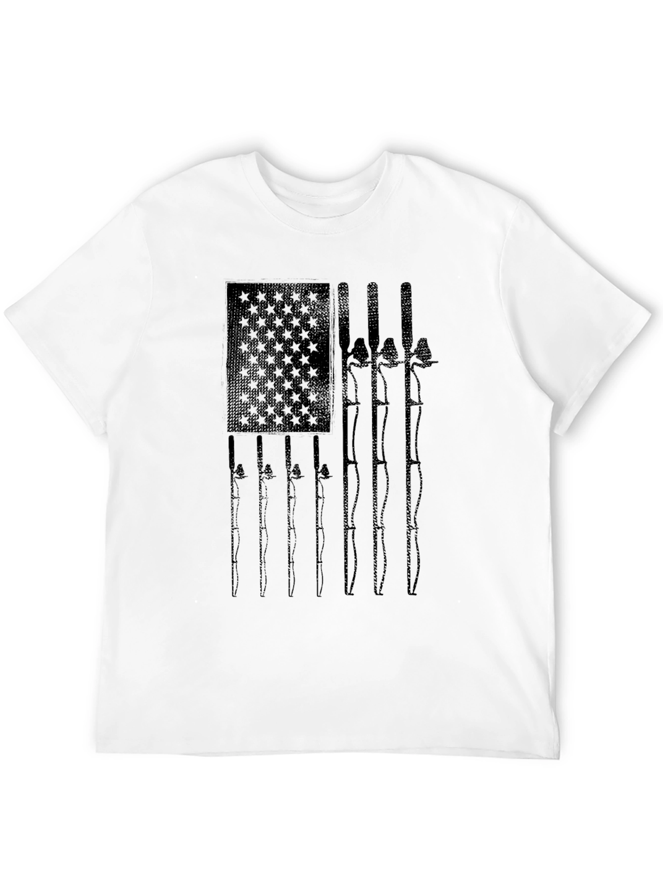 American Flag Fishing Rods Graphic T-Shirt