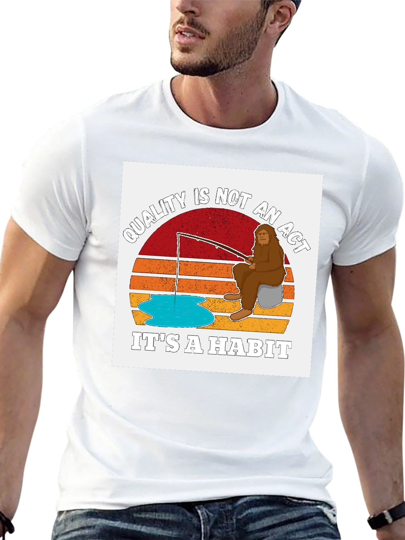 Sasquatch Fishing T-Shirt - Quality is a Habit