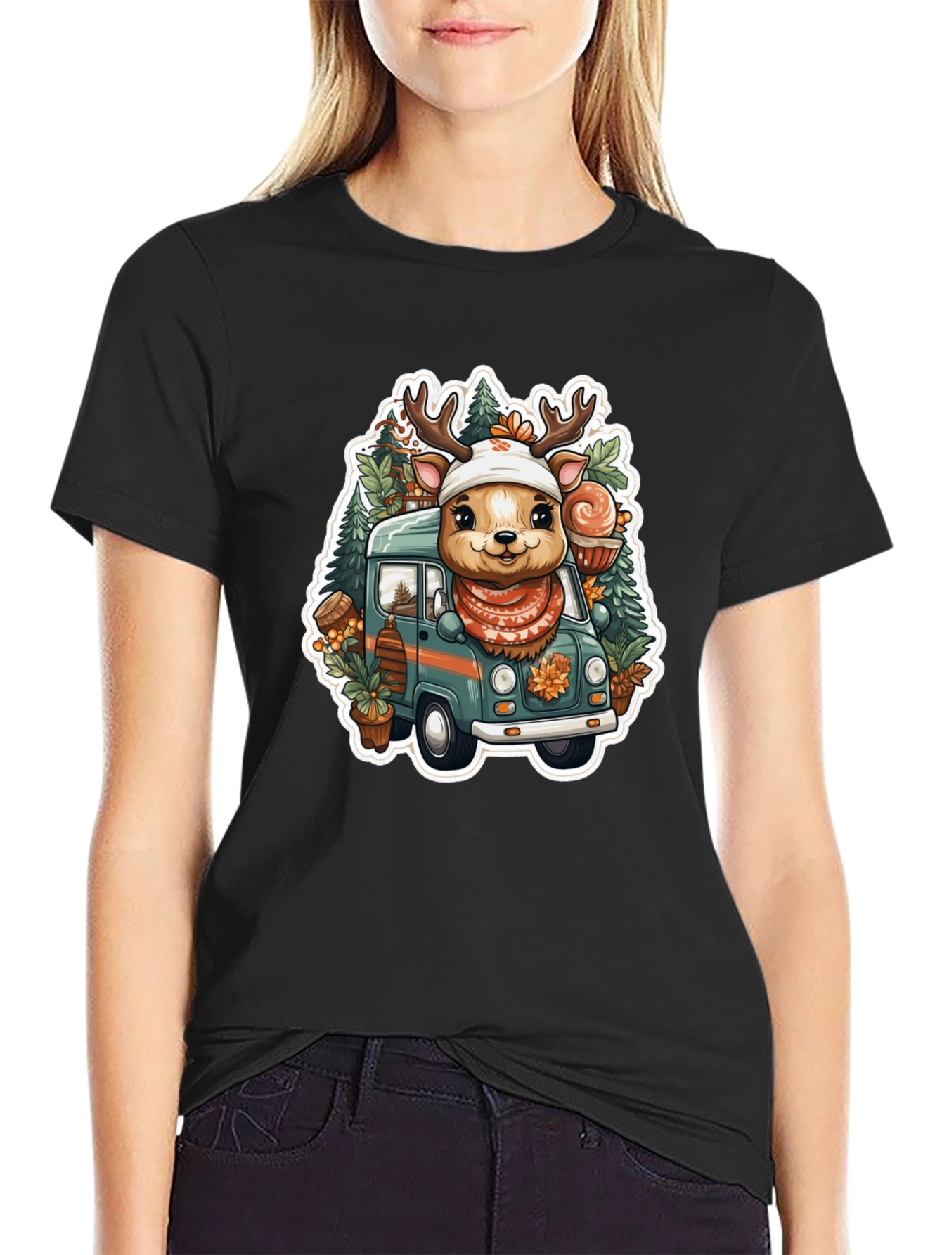 Festive Reindeer Van Graphic Tee