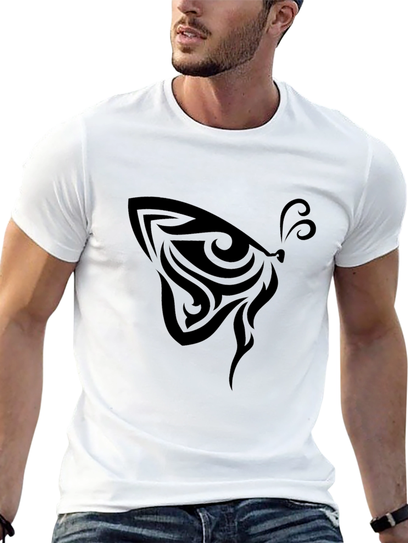 Tribal Butterfly Graphic Tee - Mens Black T-Shirt