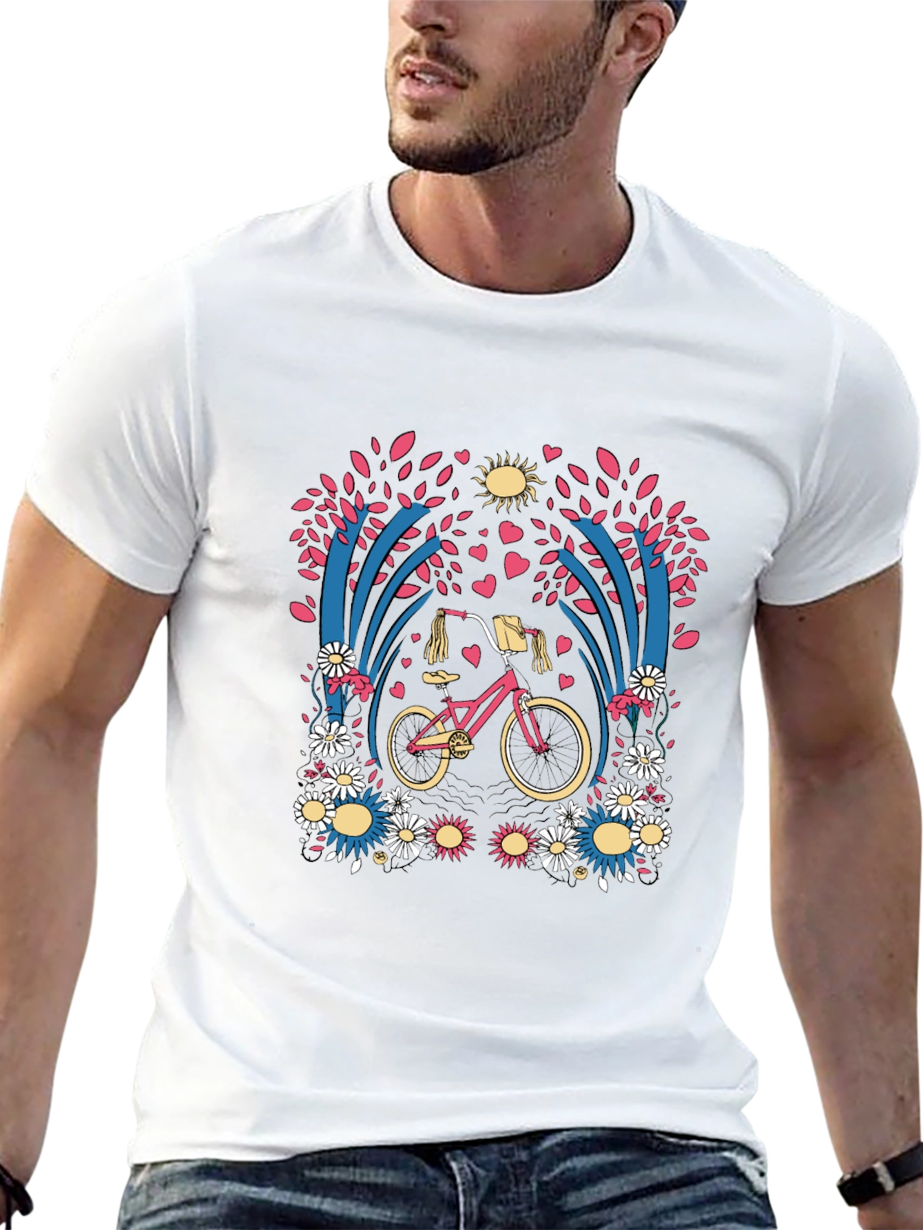 Floral Bicycle Graphic T-Shirt