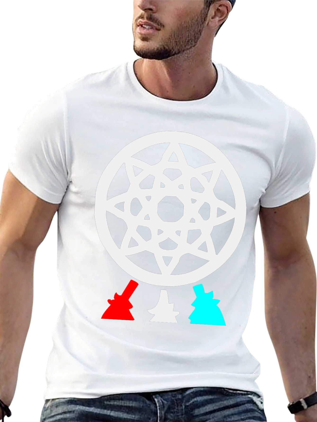 Geometric Star Design Black T-Shirt