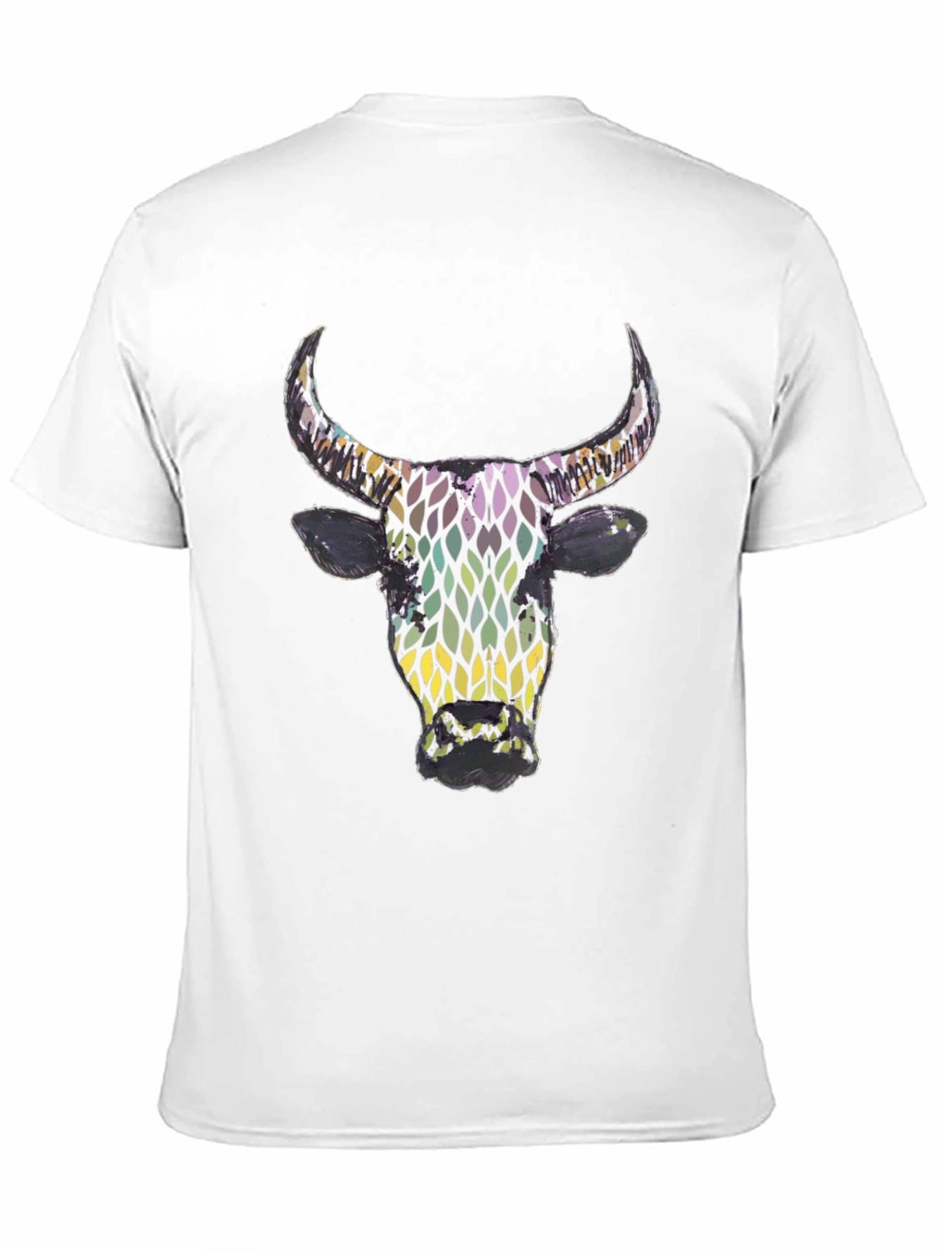 Abstract Bull Graphic Mens Black T-Shirt