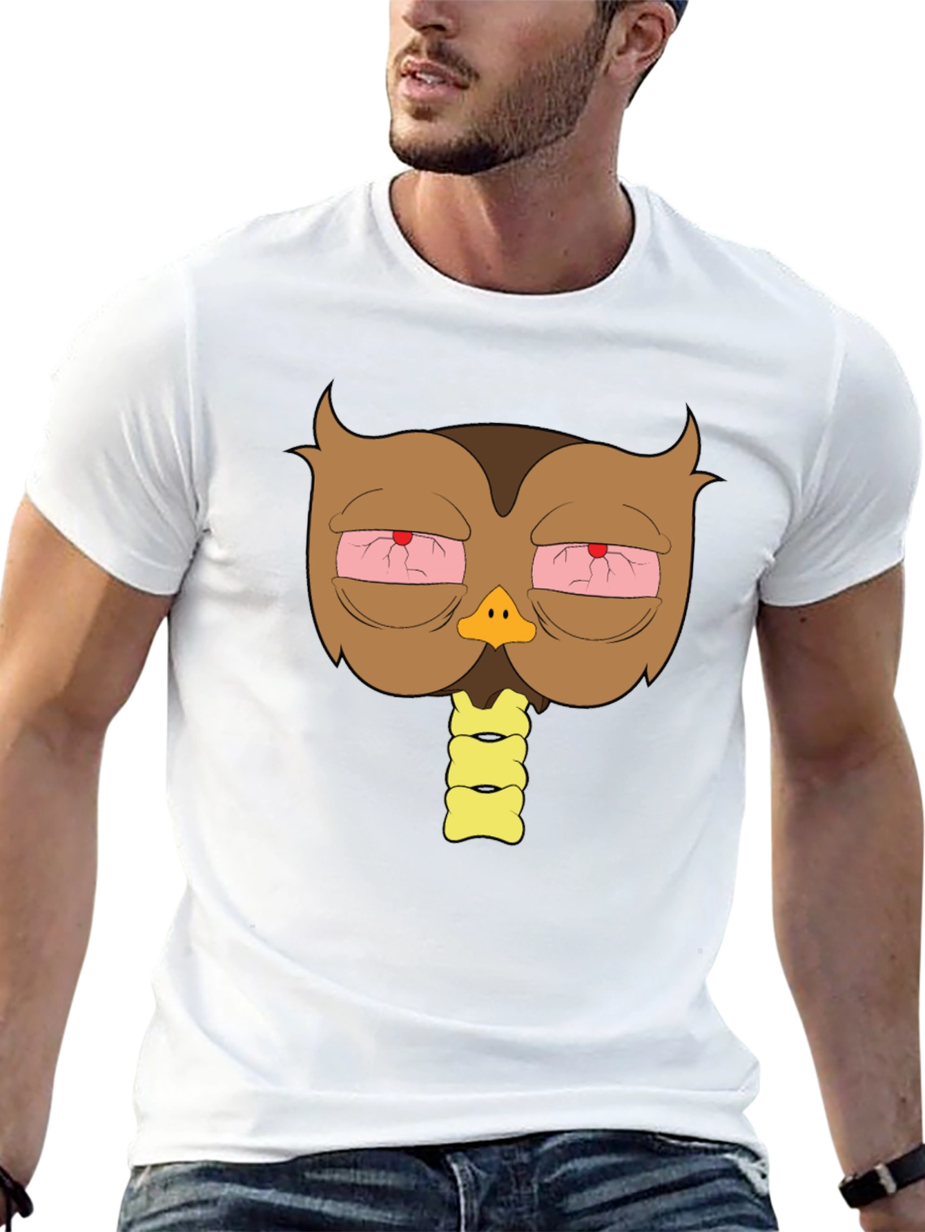 Stoned Owl Graphic T-Shirt - Casual Black Tee