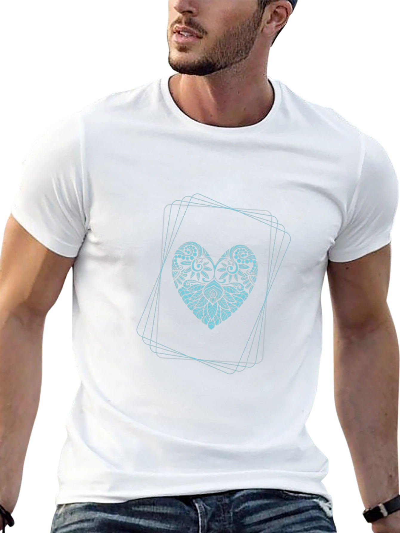 Heart Mandala Tee - Stylish Graphic Print T-Shirt