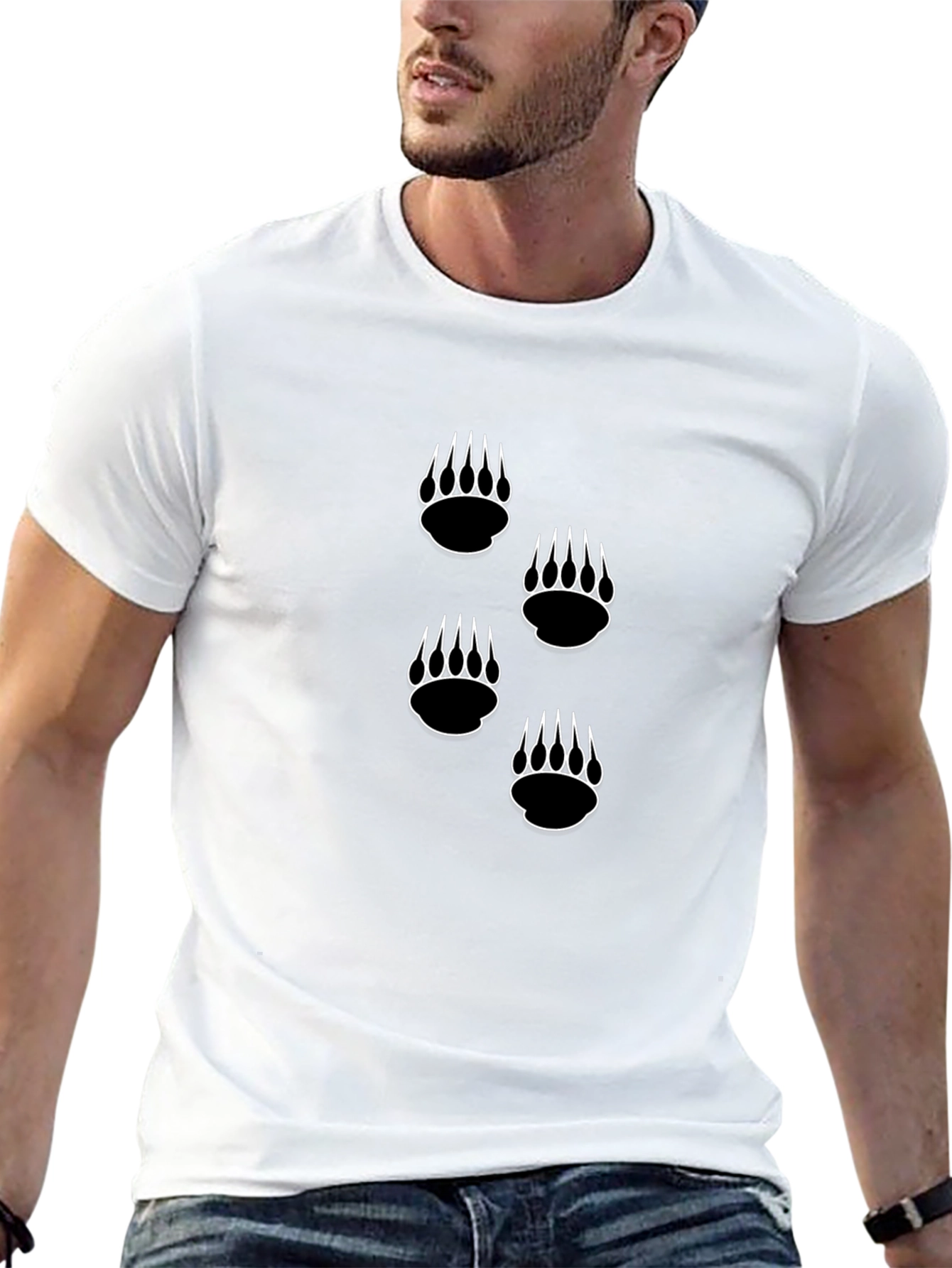Black Tee with Bear Claw Prints