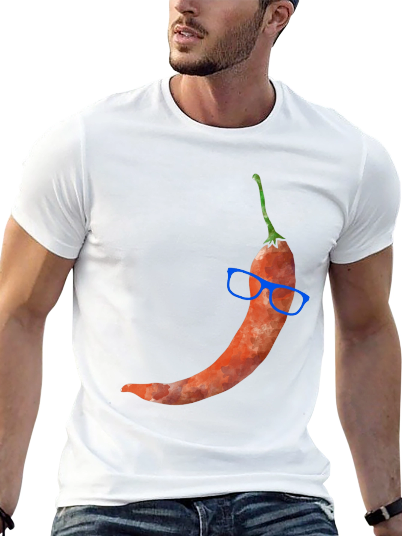 Chili Pepper with Glasses Graphic Tee - Quirky Style