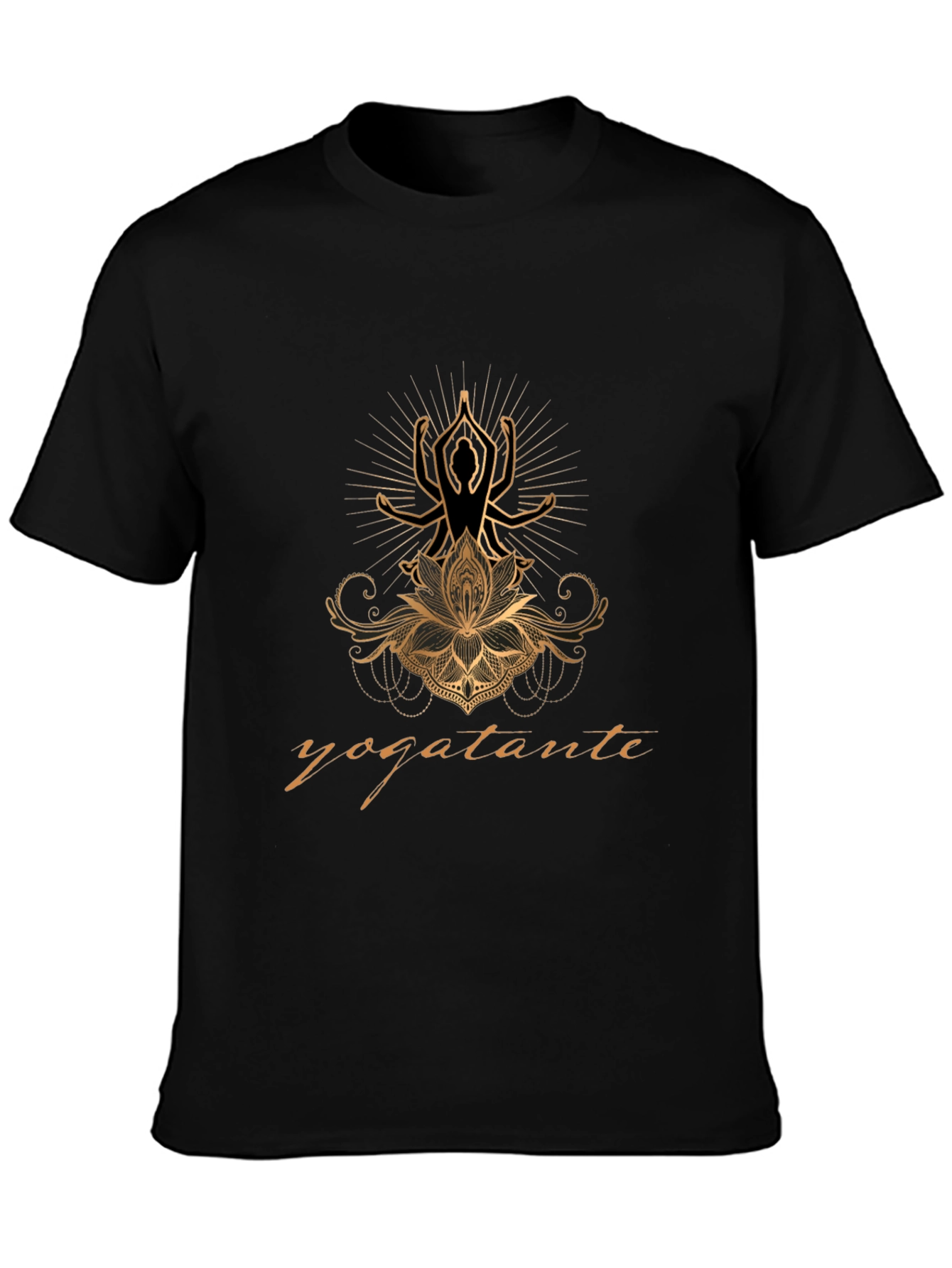 Yogatante Black Graphic Tee - Meditative Design