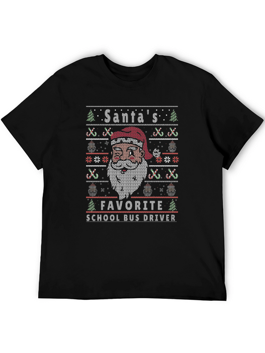 Santas Favorite School Bus Driver Ugly Christmas T-Shirt