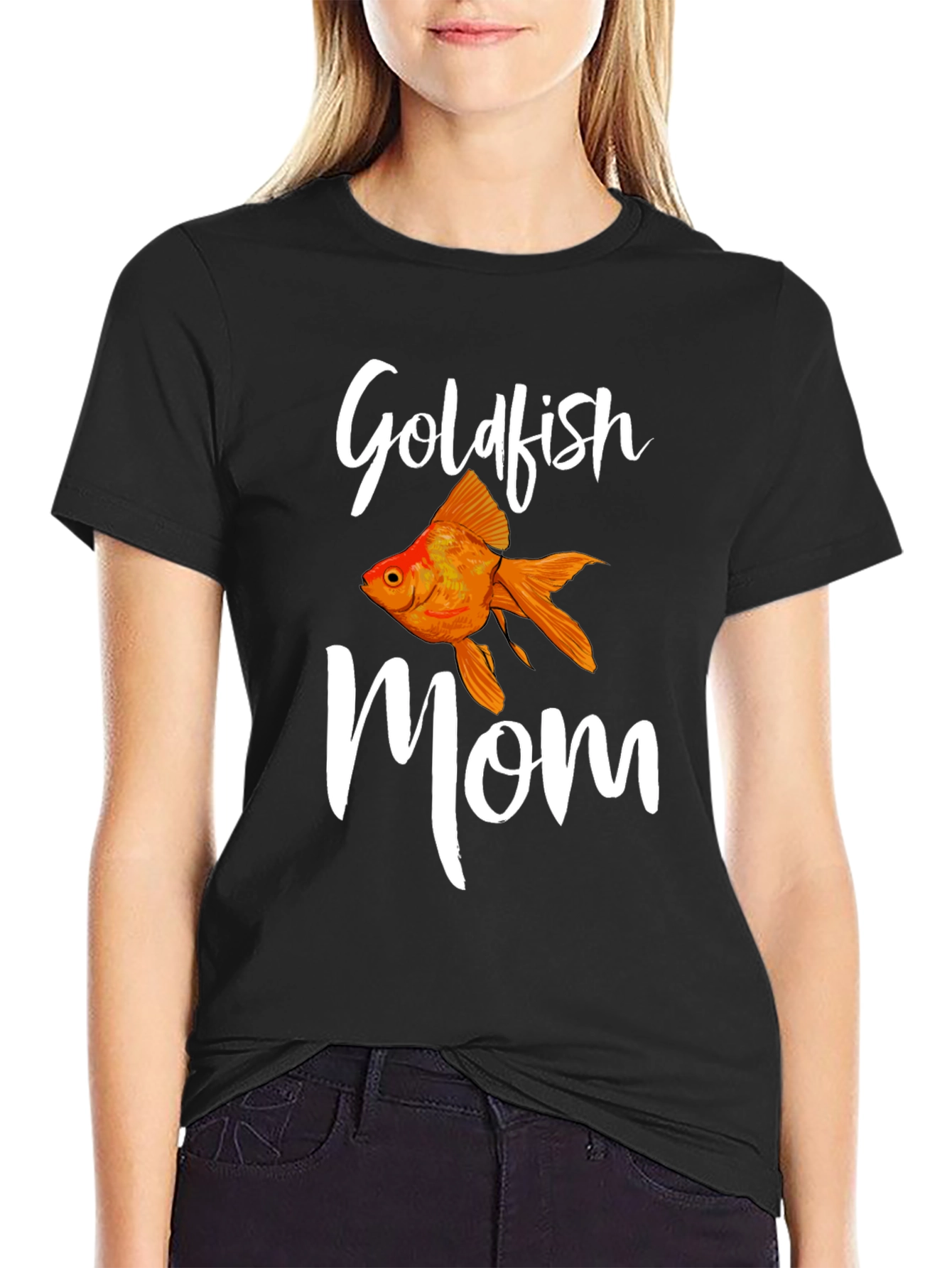 Goldfish Mom Black T-Shirt
