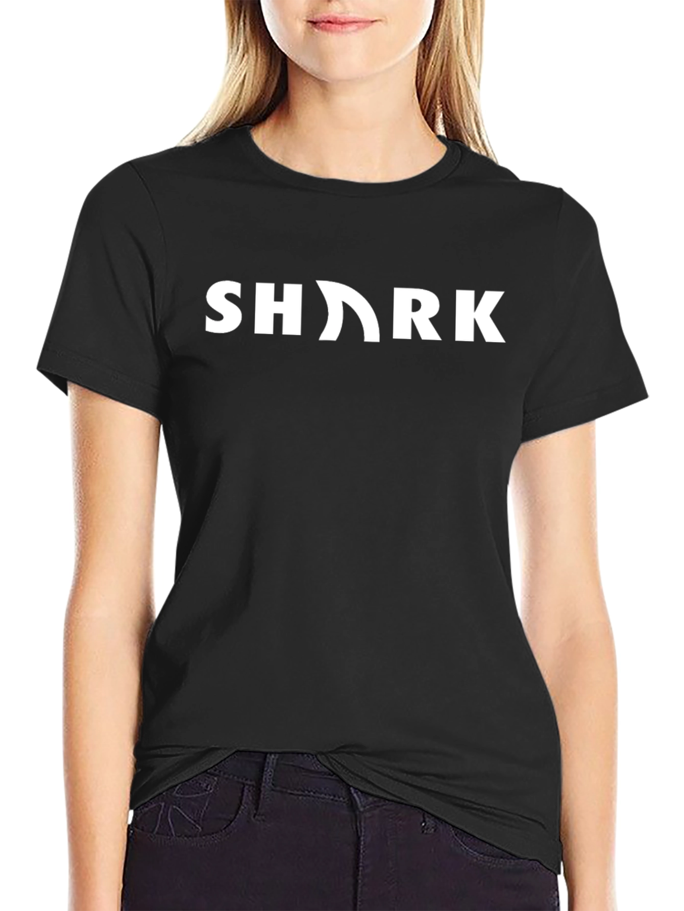 Shark Graphic Tee - Black Cotton T-Shirt