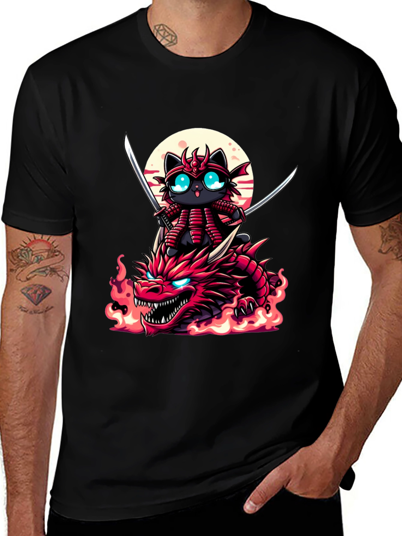 Samurai Cat Dragon T-Shirt