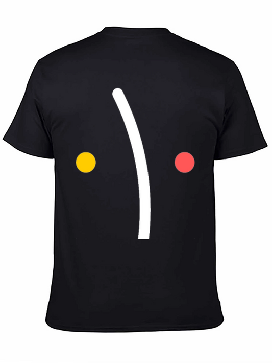 Minimalist Sad Face Graphic Tee - Black Casual T-Shirt