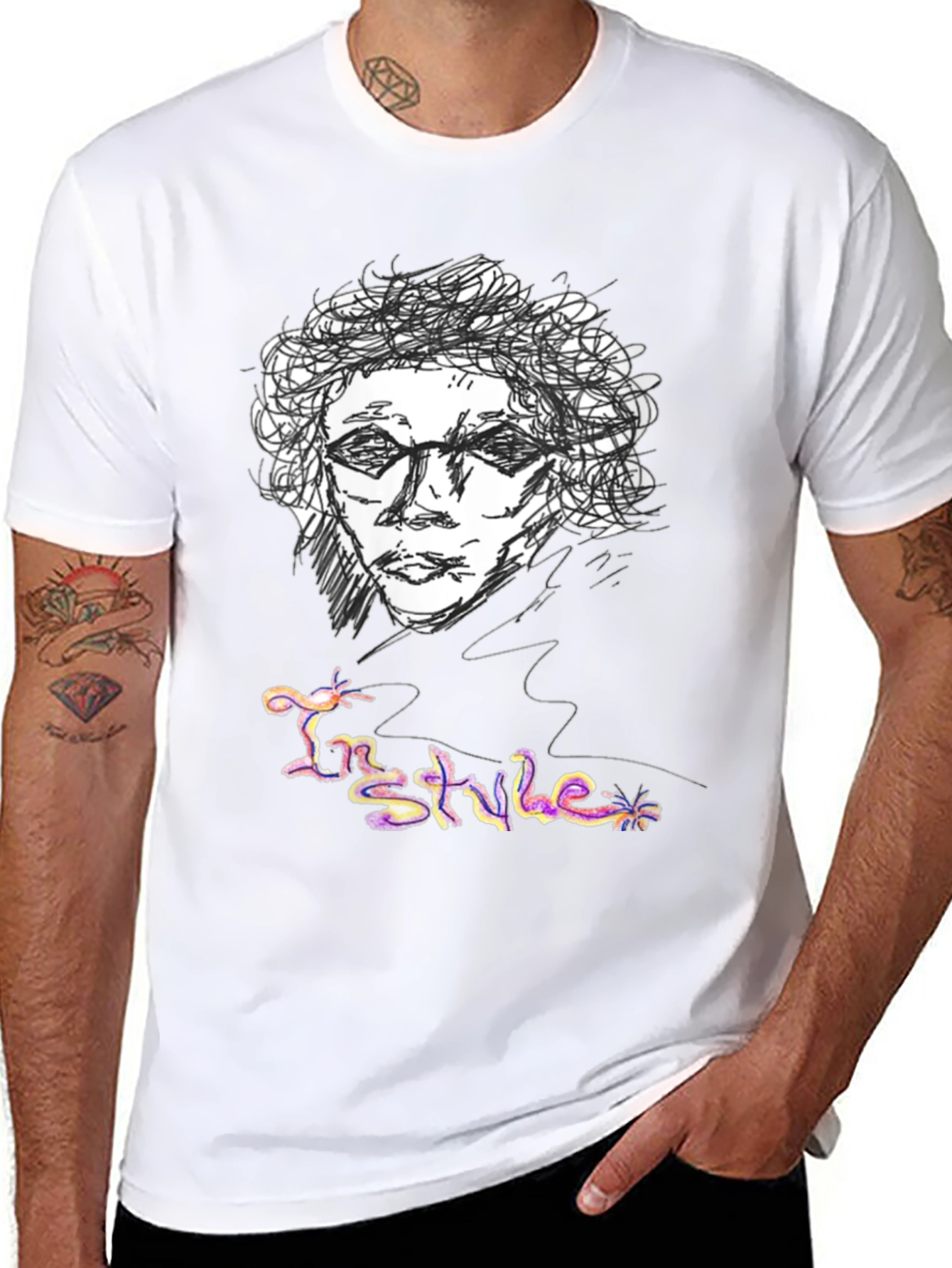 Sketch Art Graphic Tee - In Style Black T-Shirt