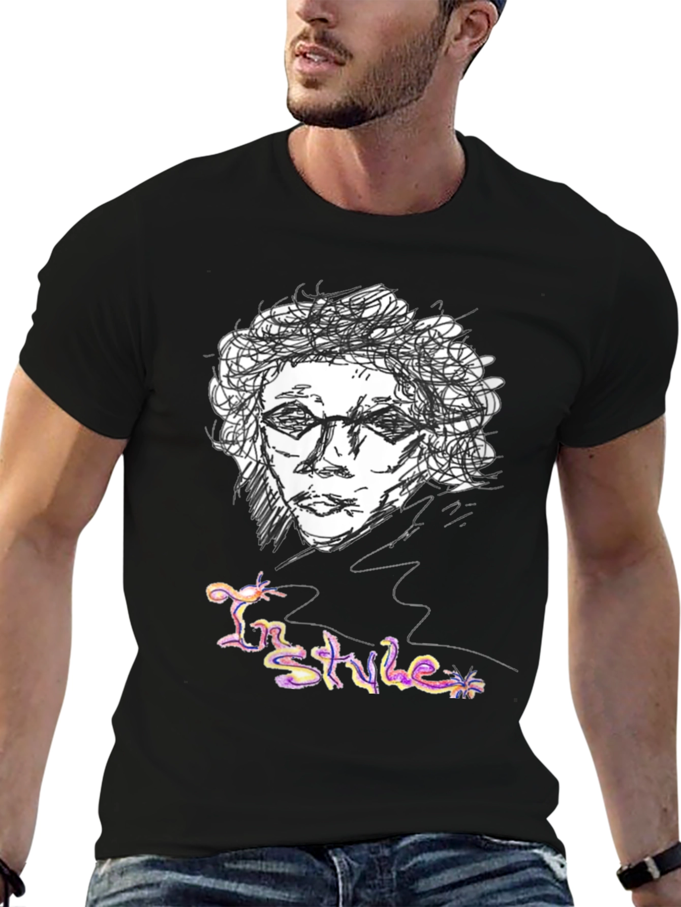 Sketch Art Graphic Tee - In Style Black T-Shirt