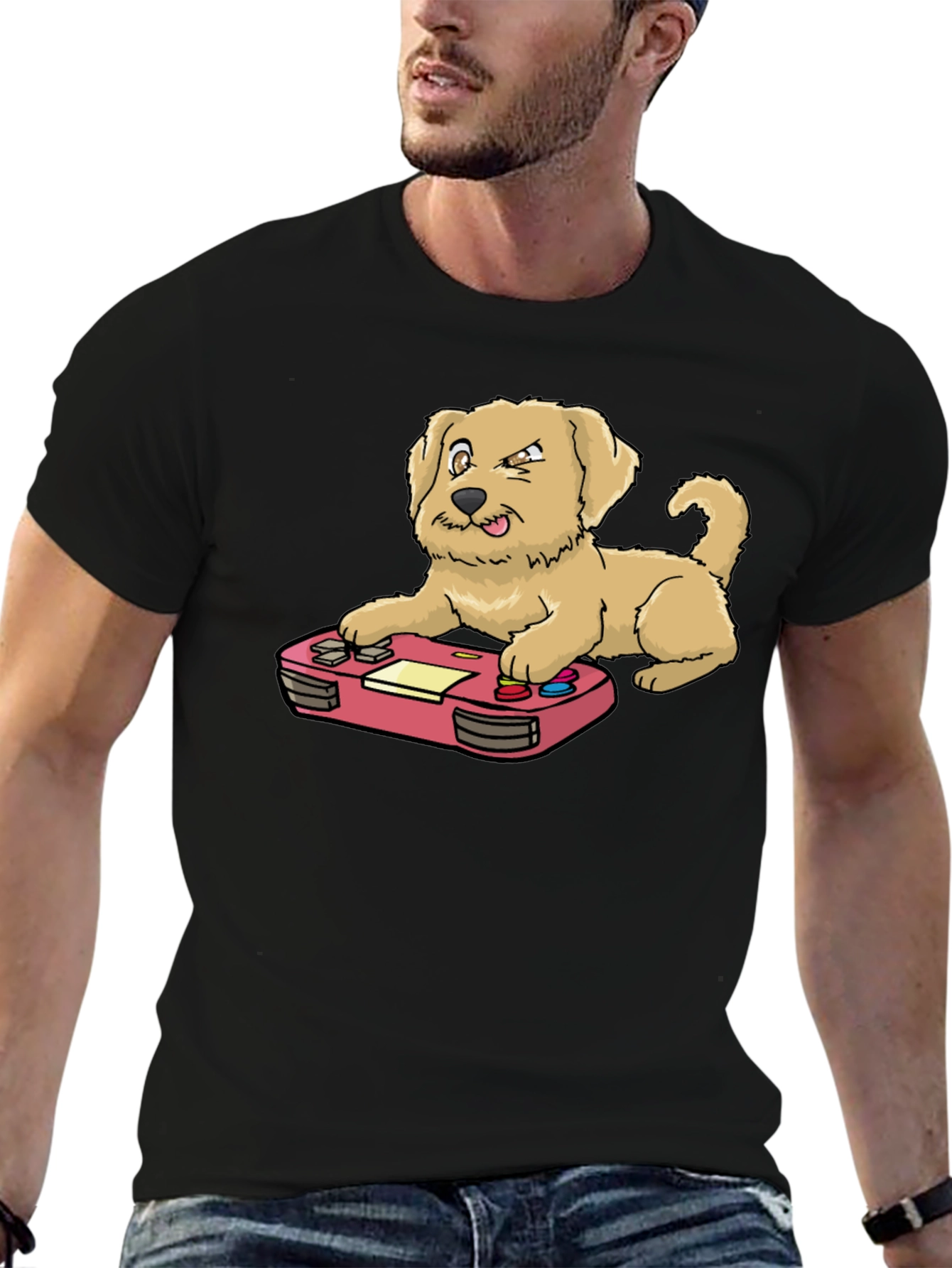 Dog Gamer Graphic Tee - Black