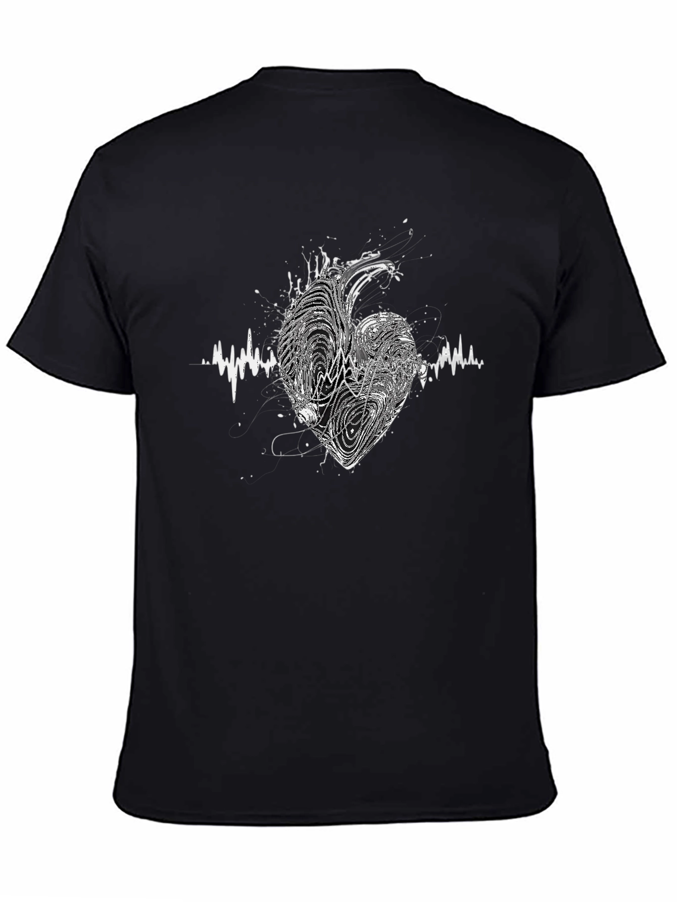 Heartbeat Heart Graphic Tee - Black Unisex T-Shirt