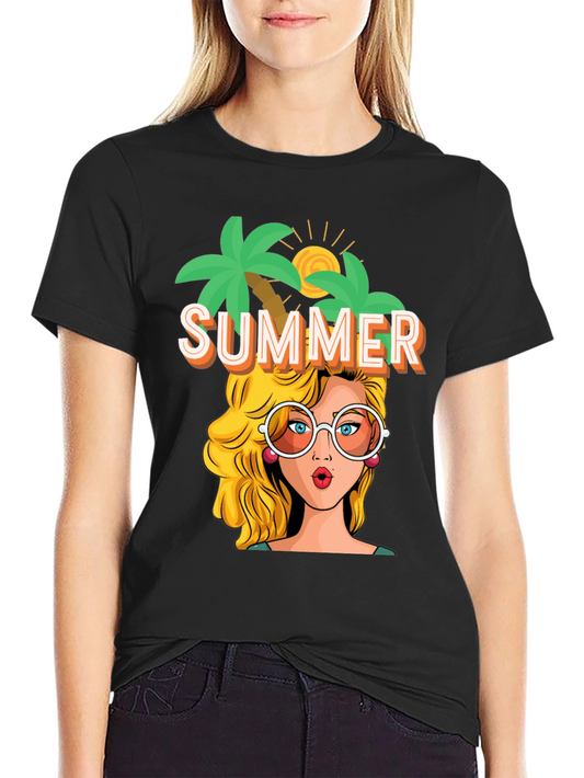 Summer T-Shirt Pop Art Graphic Tee Vacation Vibes