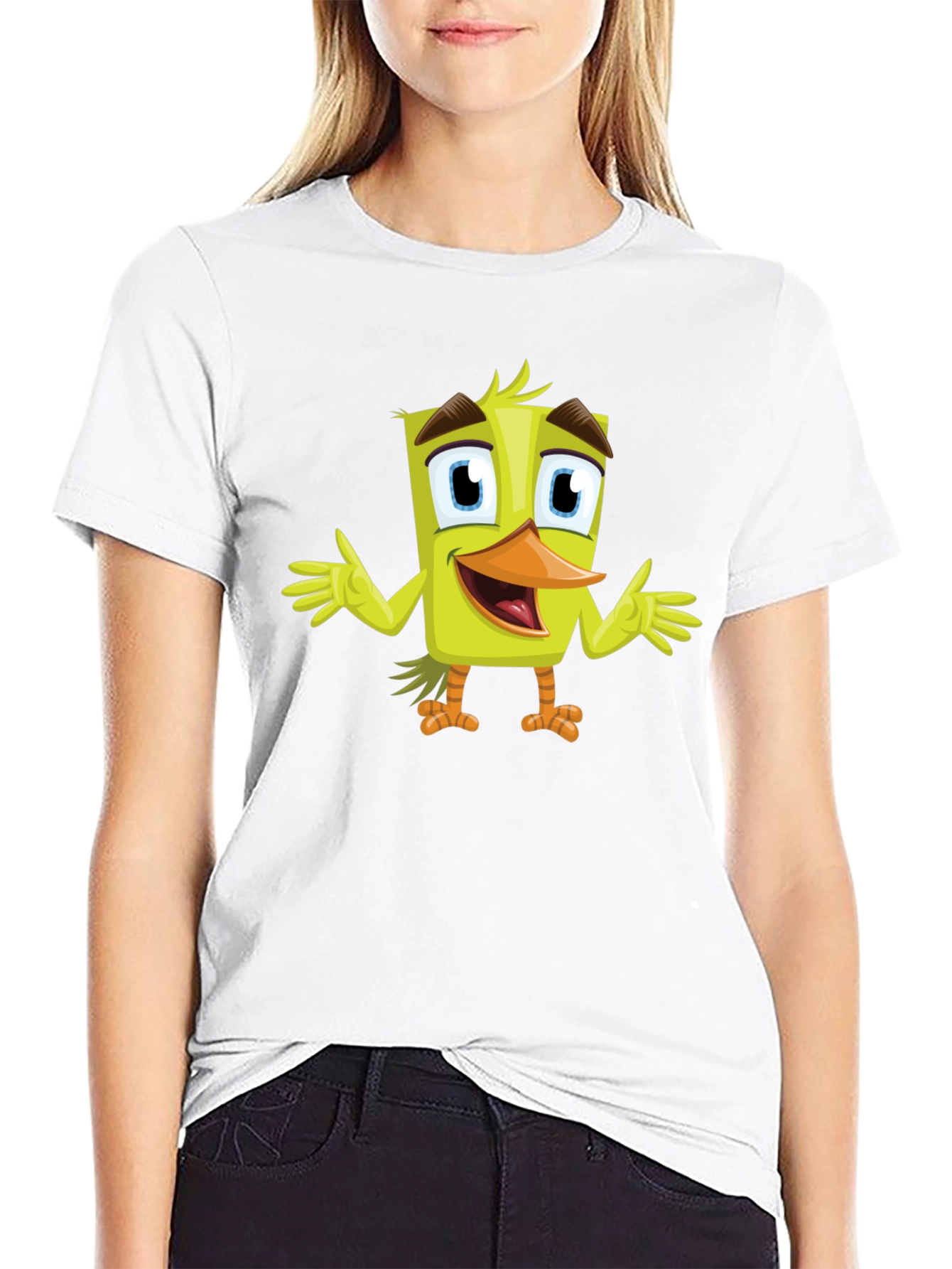 Cartoon Duck Graphic Tee - Black Unisex T-Shirt
