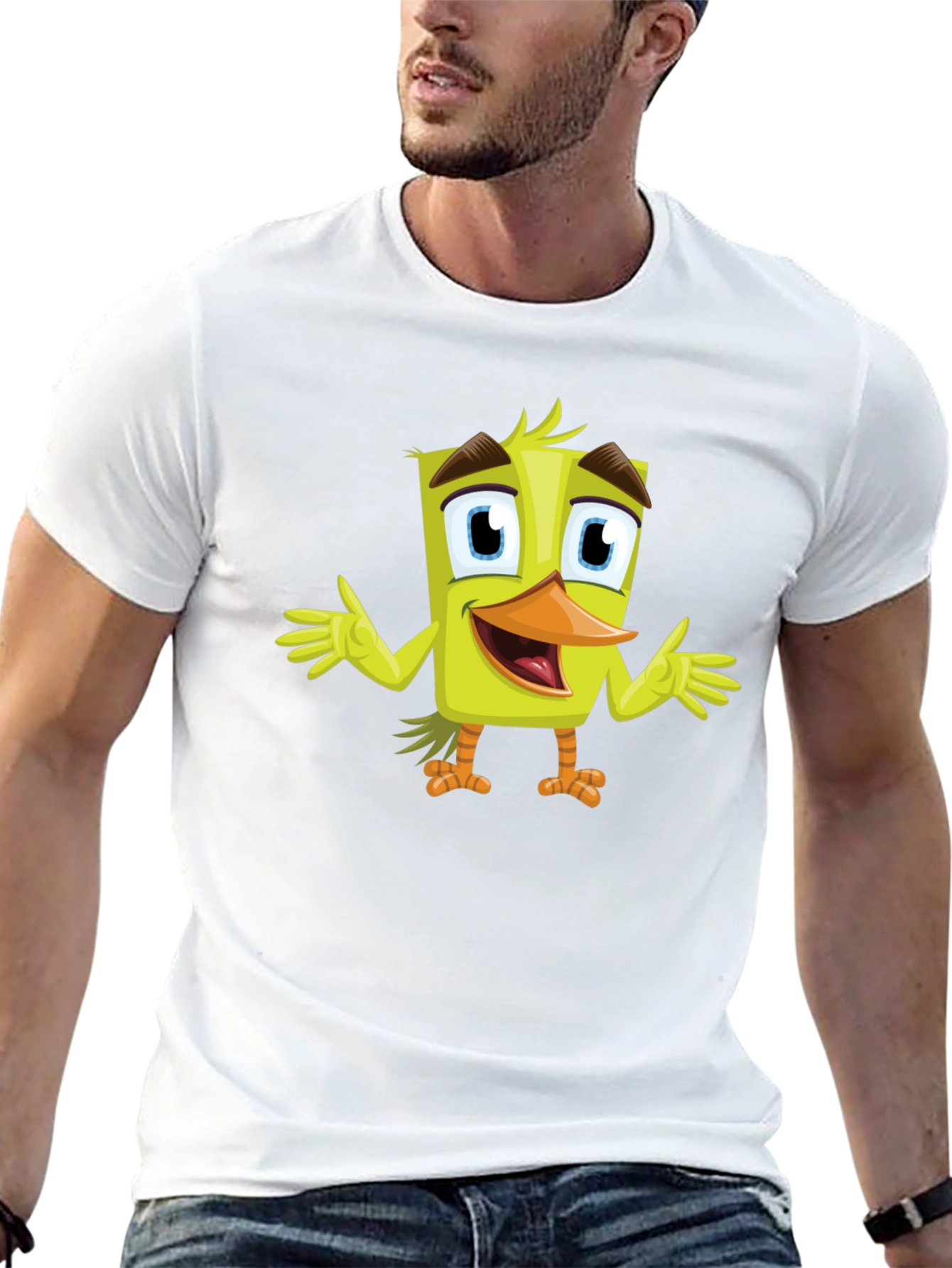 Cartoon Duck Graphic Tee - Black Unisex T-Shirt