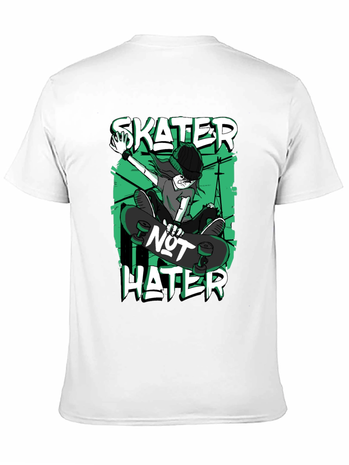 Skater Not Hater Black Graphic T-Shirt