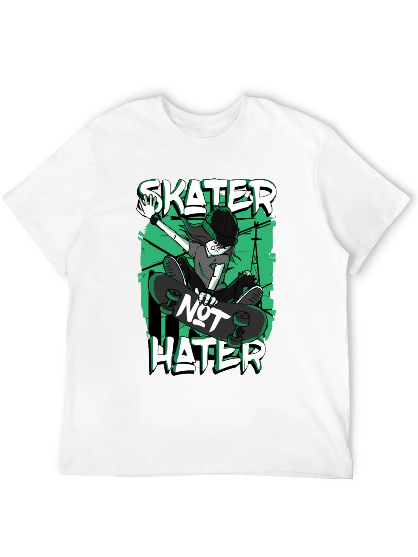 Skater Not Hater Black Graphic T-Shirt