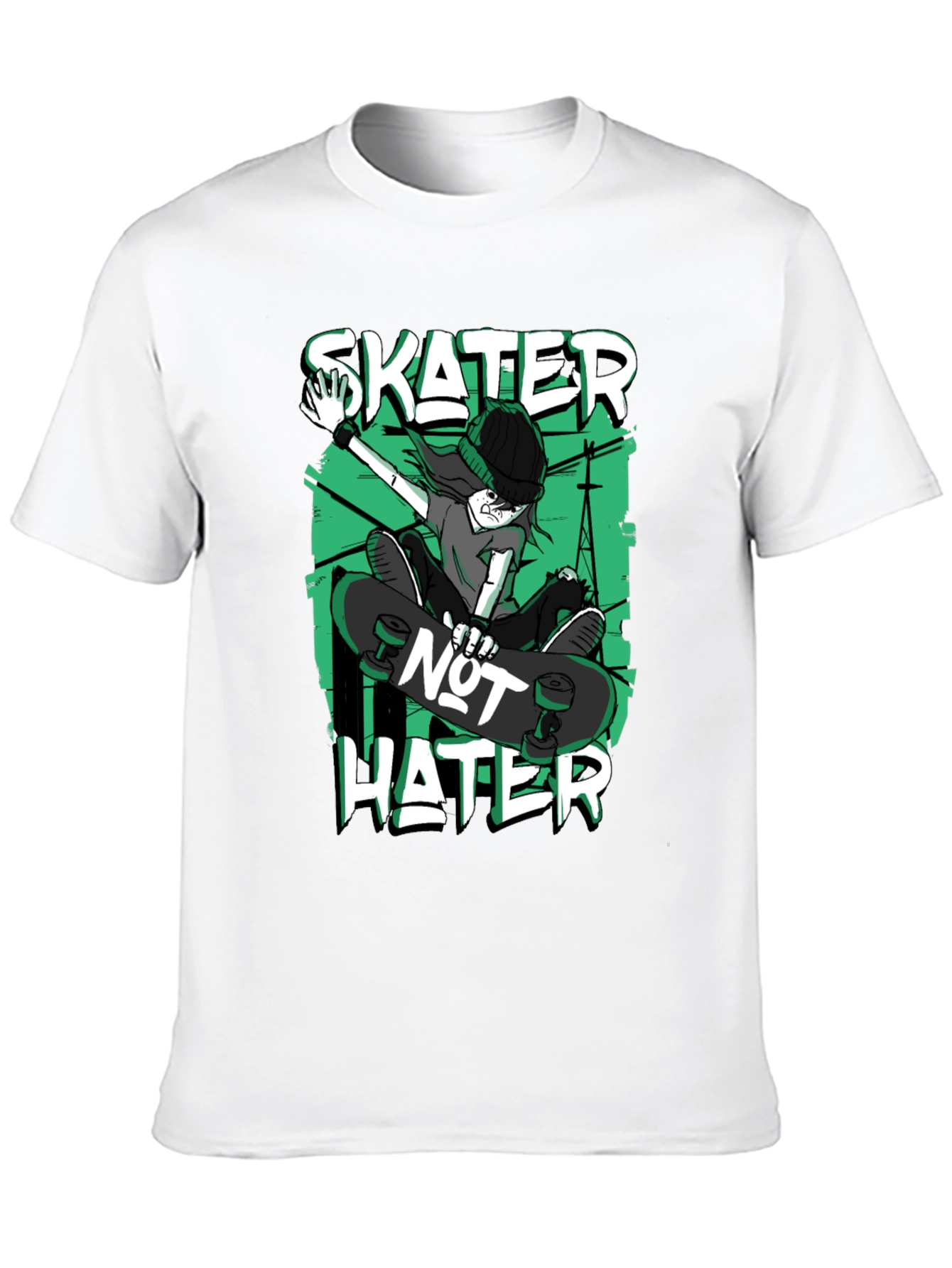 Skater Not Hater Black Graphic T-Shirt