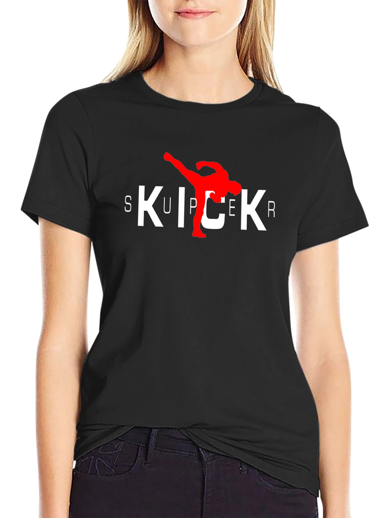 Super Kicker Black T-Shirt Martial Arts Tee