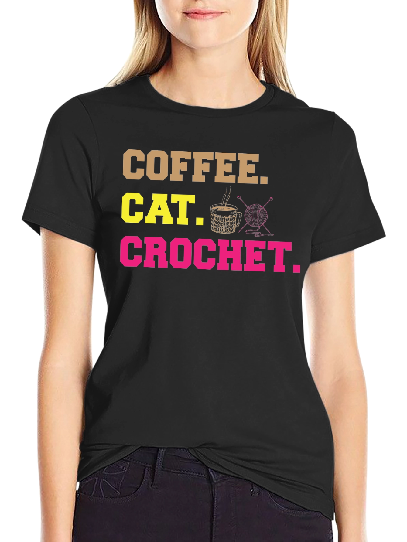 Coffee Cat Crochet T-Shirt - Hobby Tee