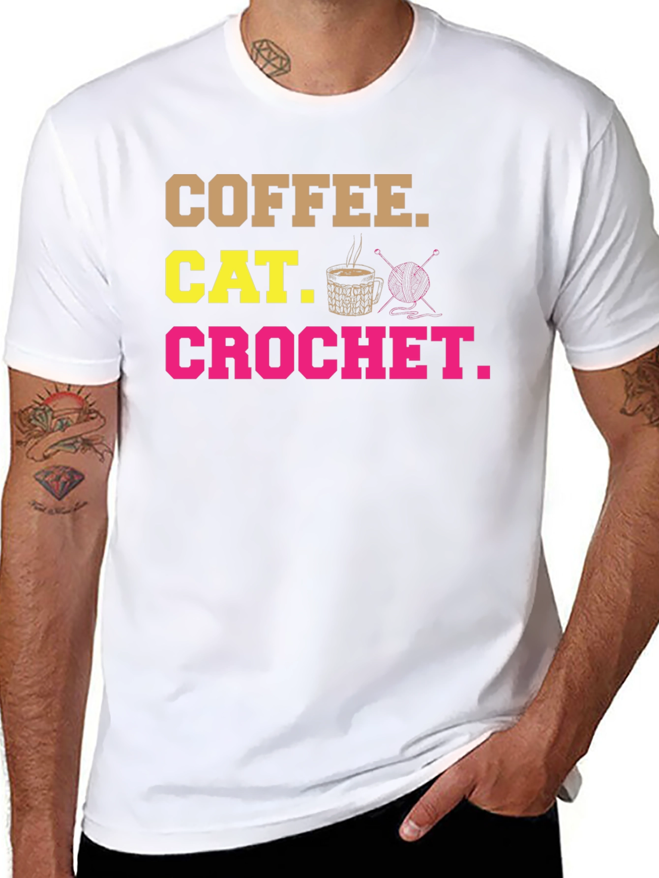 Coffee Cat Crochet T-Shirt - Hobby Tee