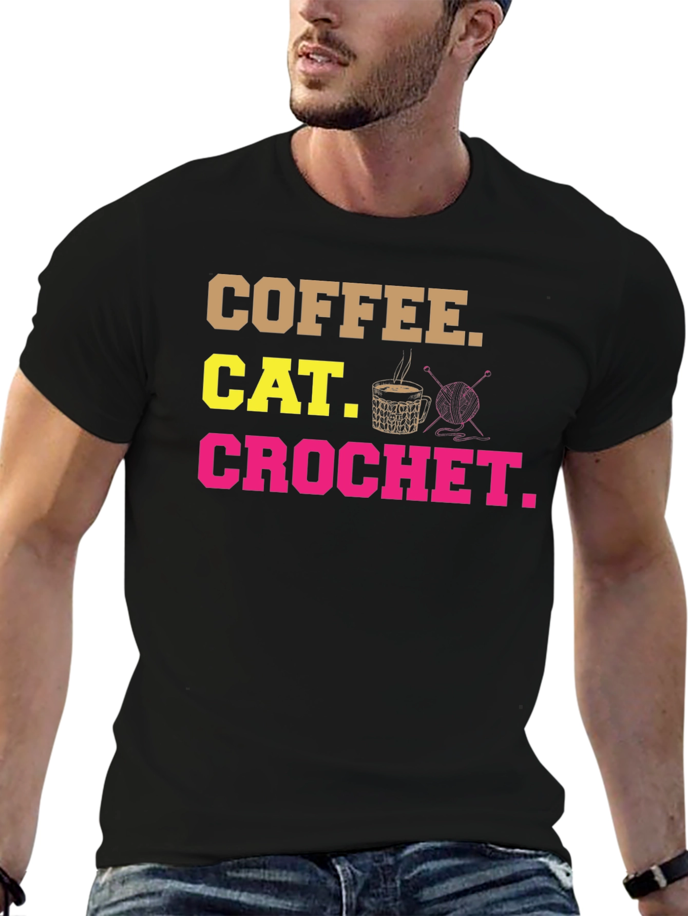 Coffee Cat Crochet T-Shirt - Hobby Tee
