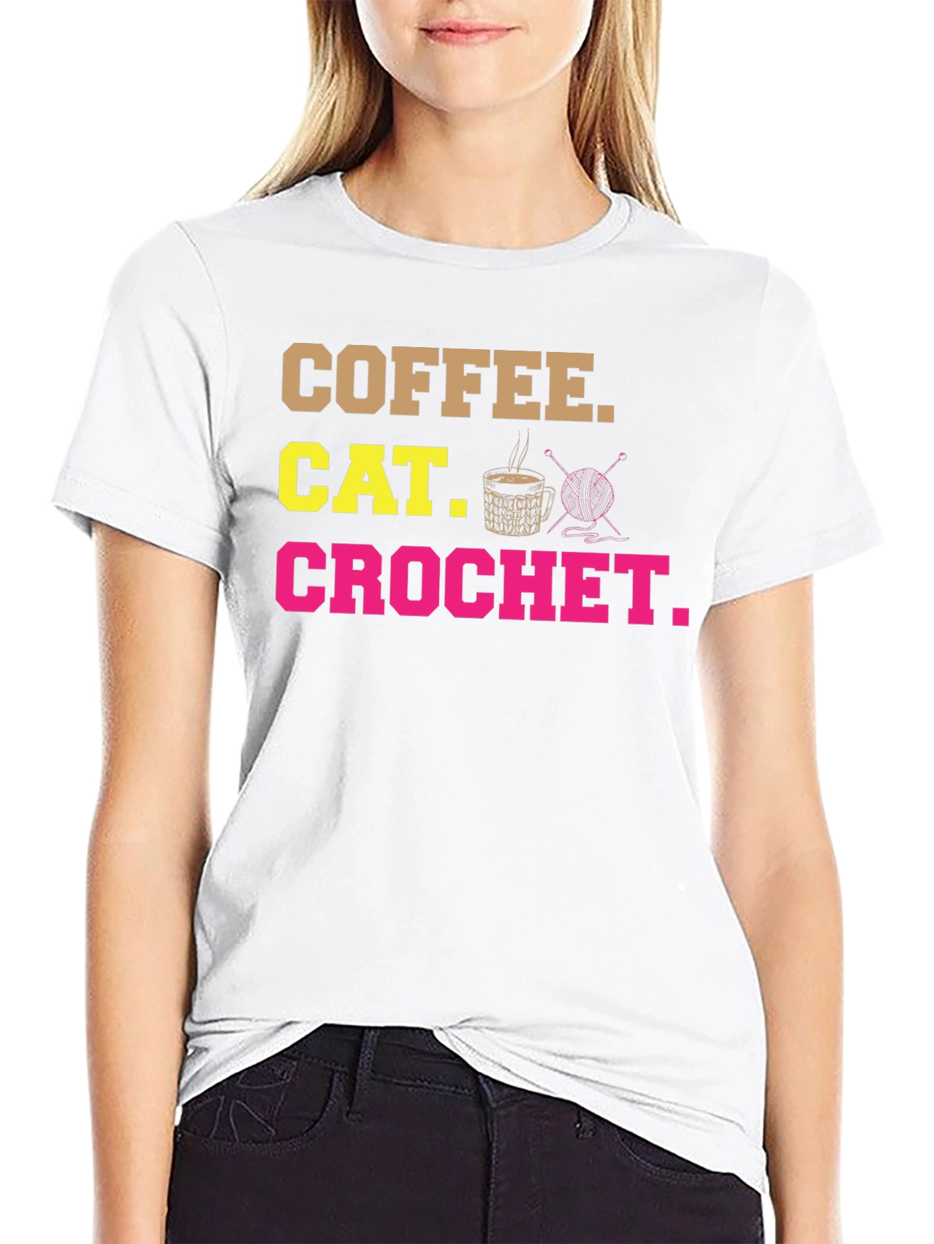 Coffee Cat Crochet T-Shirt - Hobby Tee