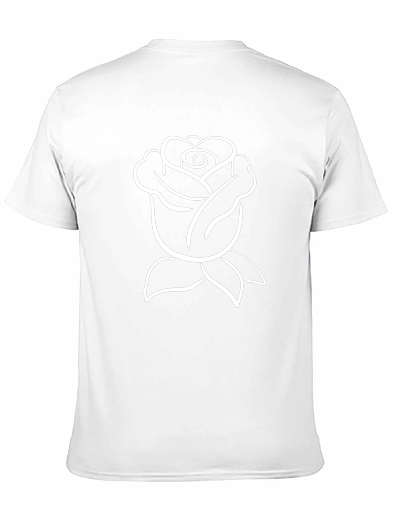 Black Tee with White Rose Graphic