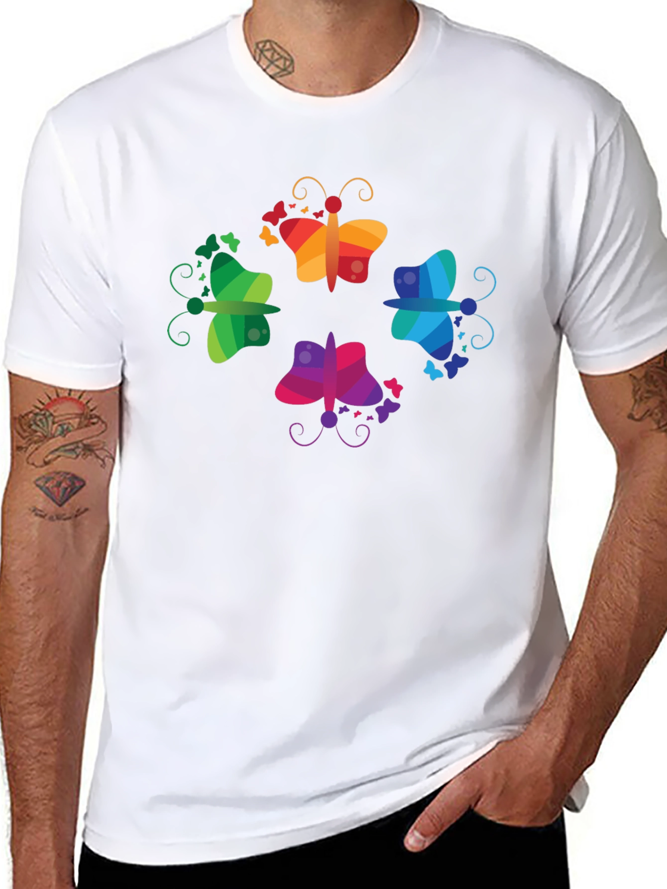 Rainbow Butterfly Graphic Tee - Fun & Vibrant