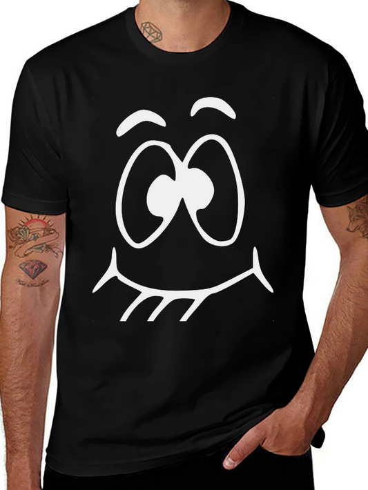 Cartoon Face Graphic Tee - Black