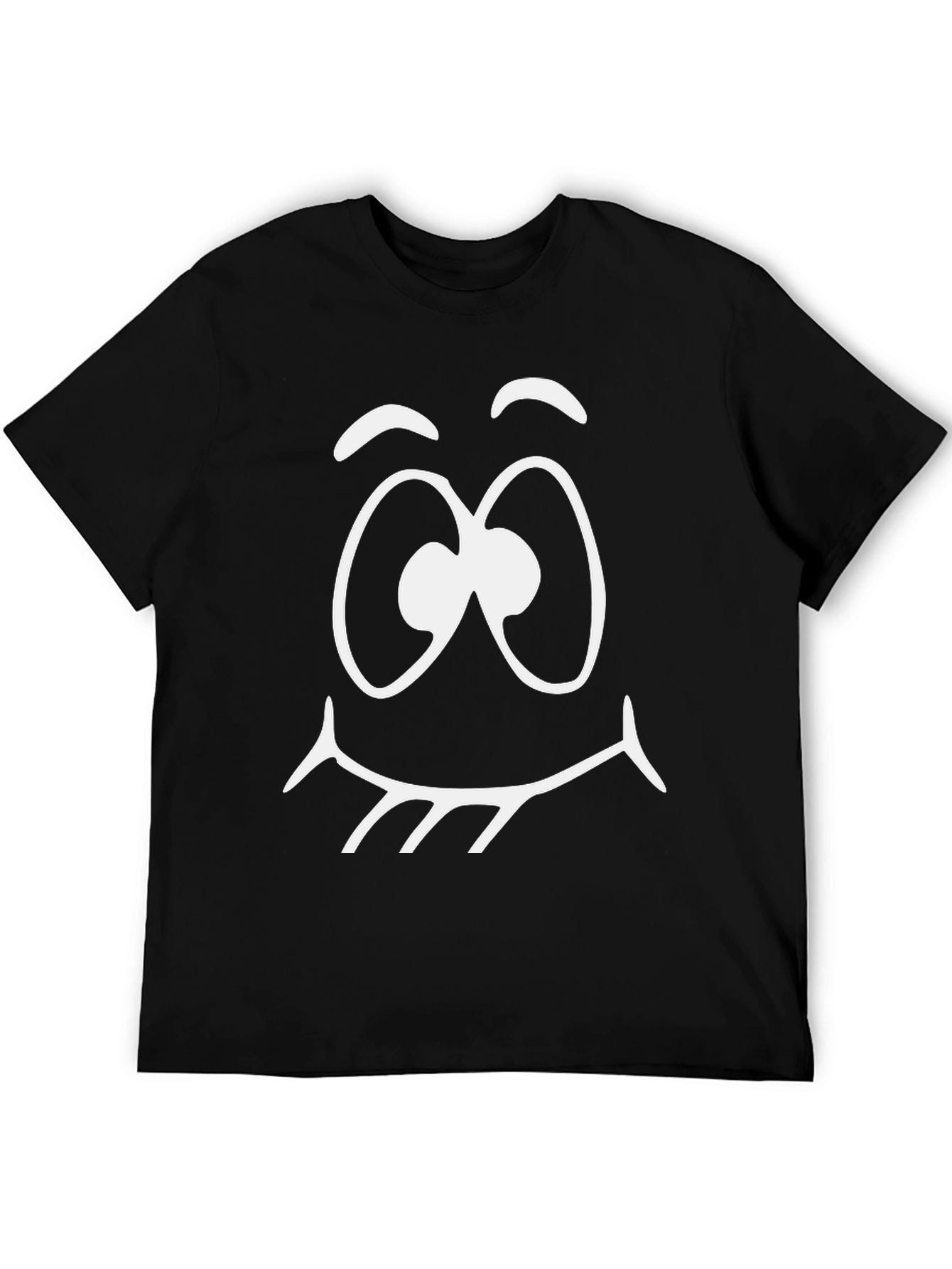 Cartoon Face Graphic Tee - Black