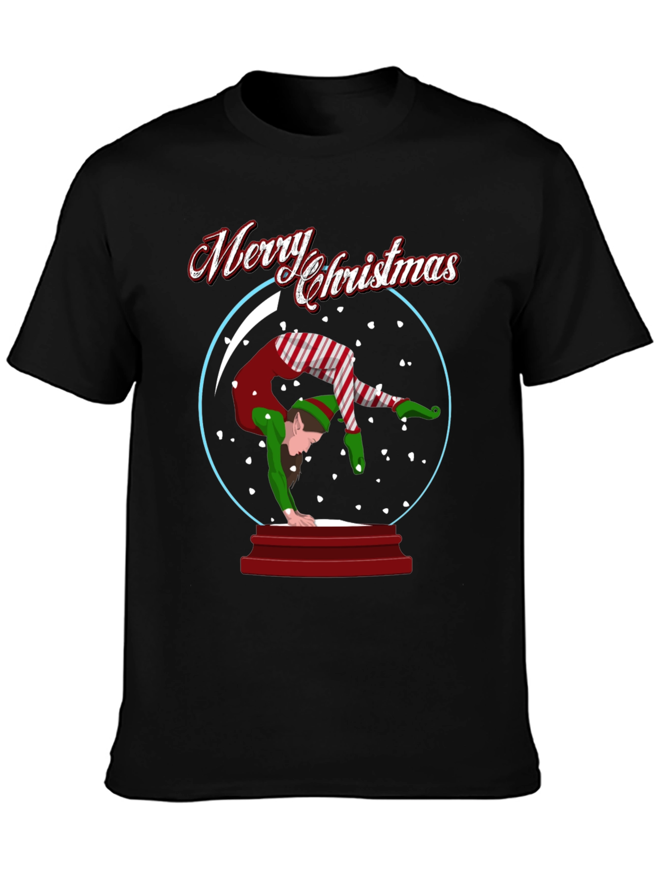 Merry Christmas Elf Snow Globe T-Shirt