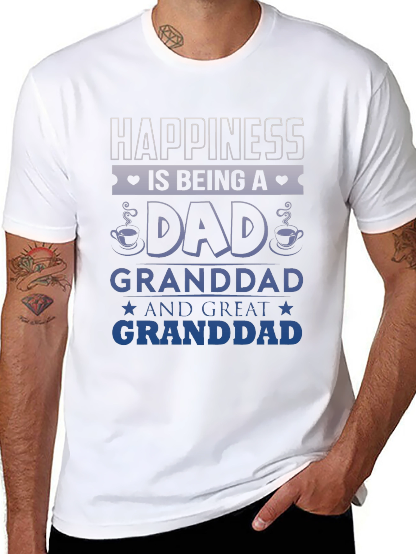 Happiness Is Being A Dad Granddad Great Granddad T-Shirt