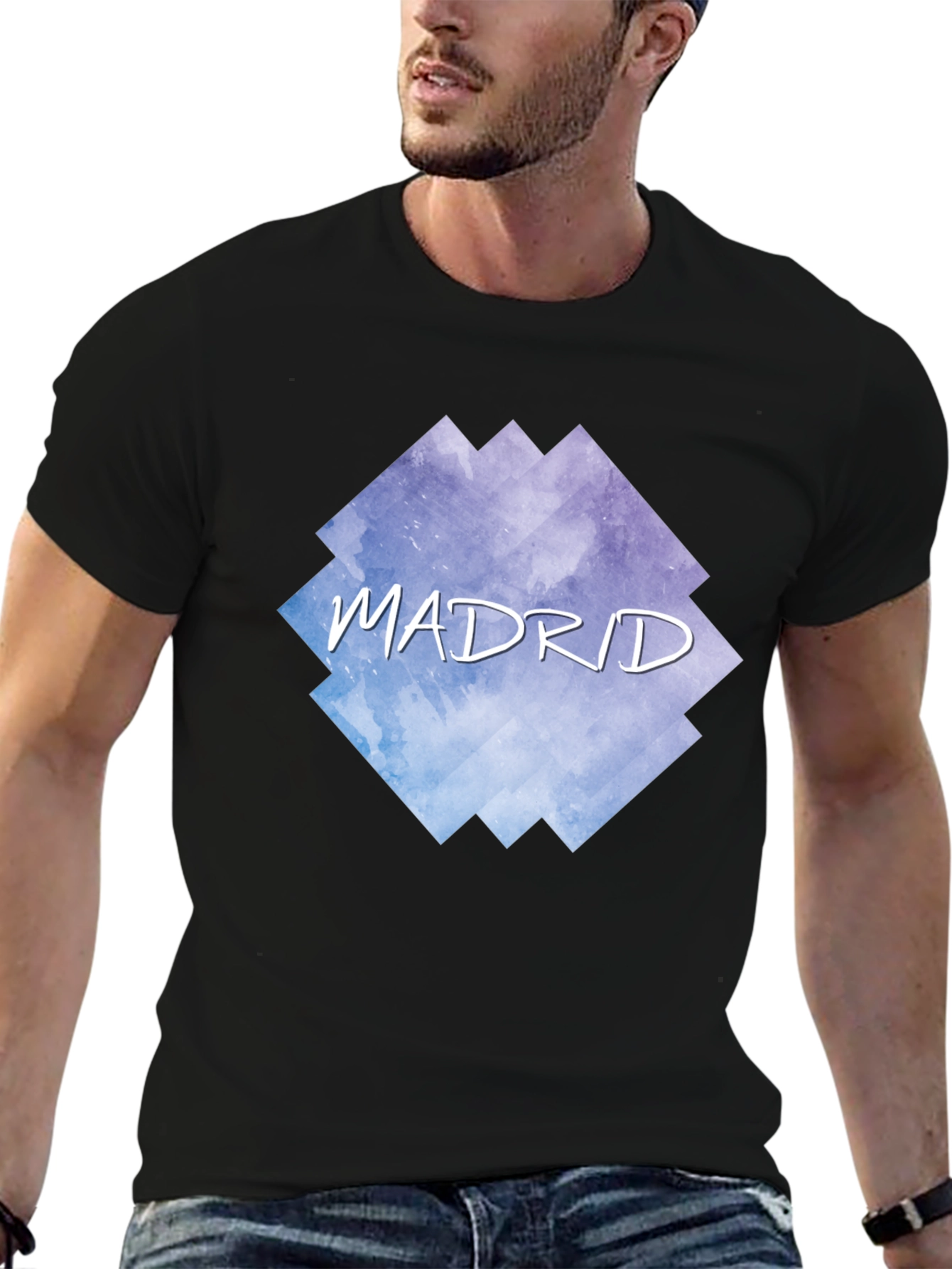 Madrid Graphic Tee - Mens Black Cotton T-Shirt