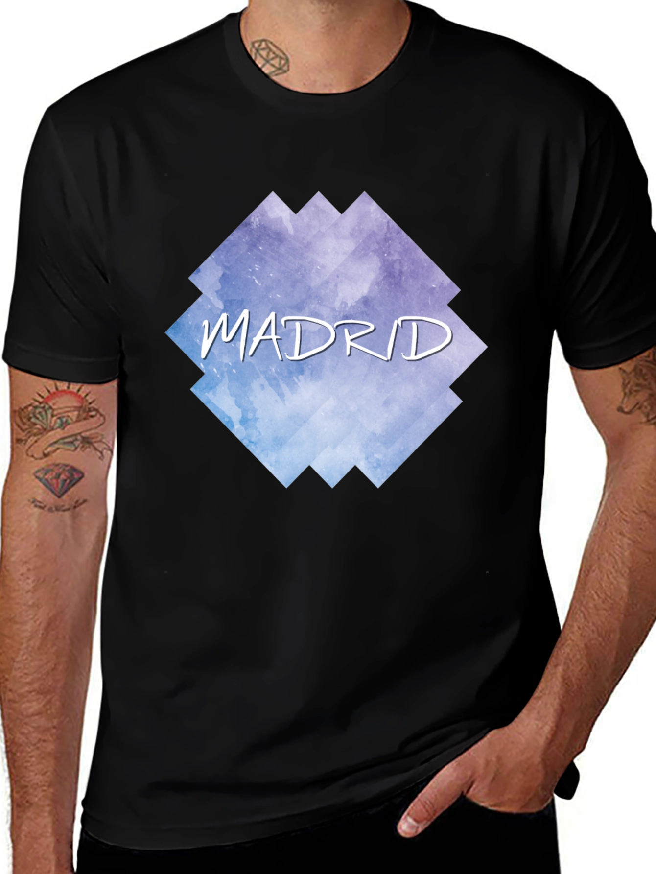 Madrid Graphic Tee - Mens Black Cotton T-Shirt