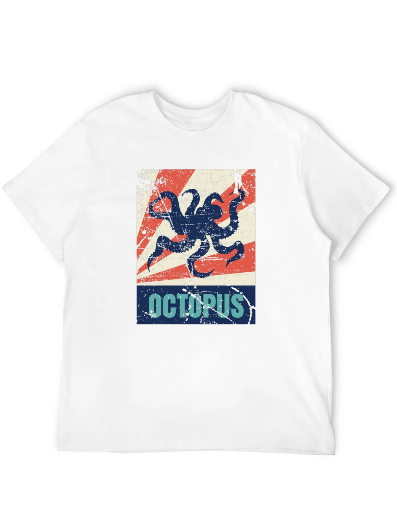 Distressed Octopus Graphic T-Shirt - Mens Black Tee