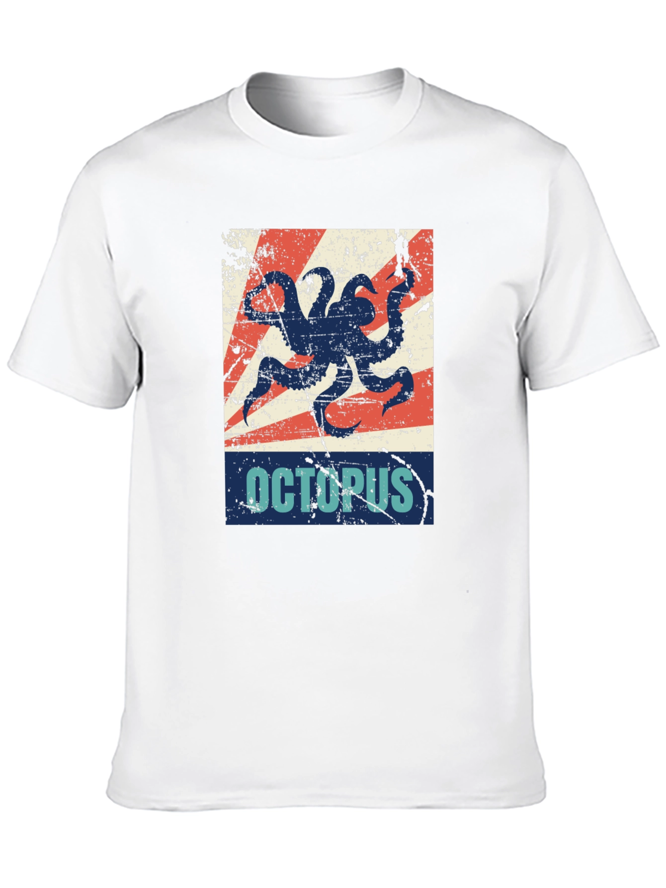 Distressed Octopus Graphic T-Shirt - Mens Black Tee