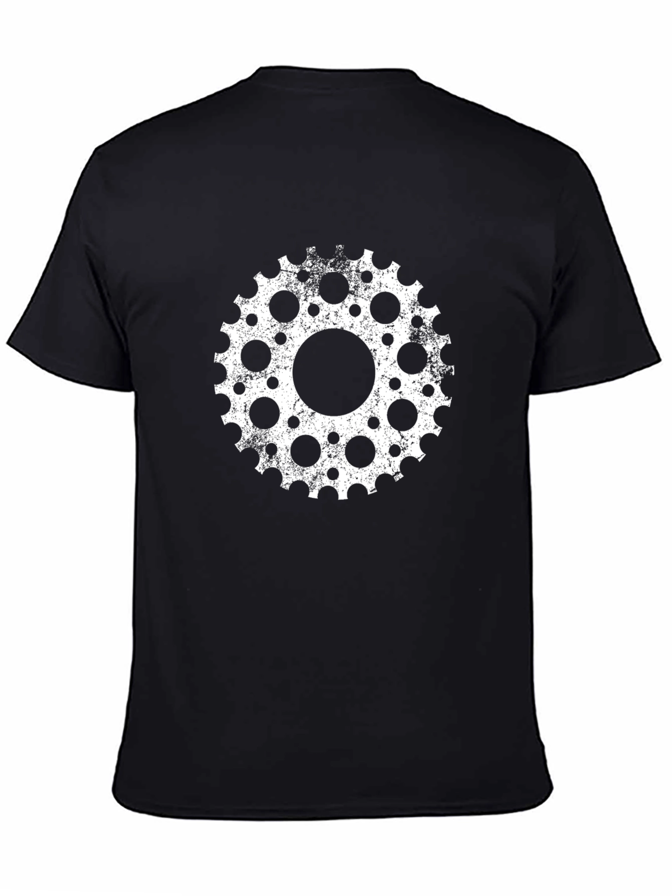 Gear Wheel Graphic Tee - Black Cotton Blend Shirt