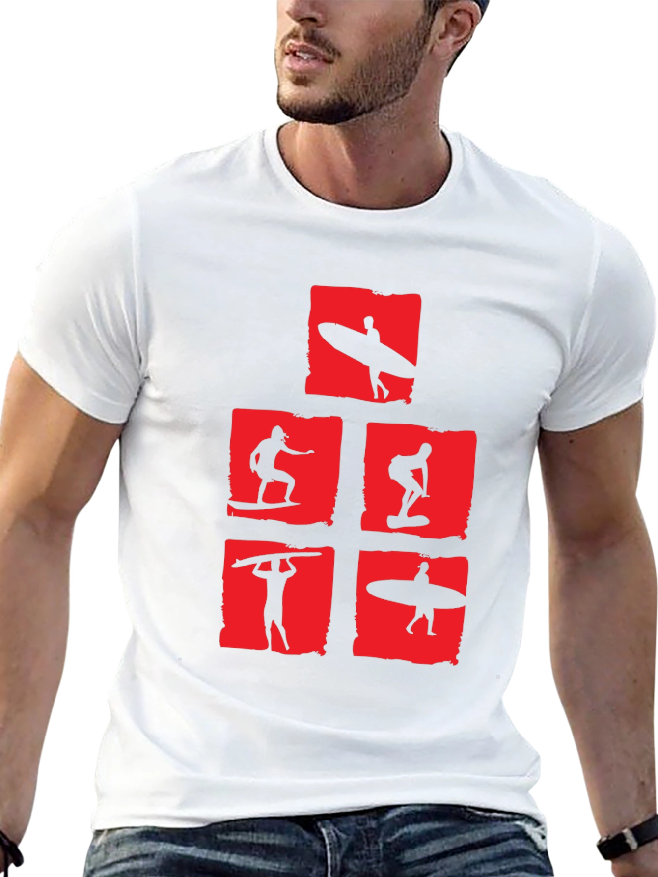 Surfing Silhouette Graphic Tee - Black