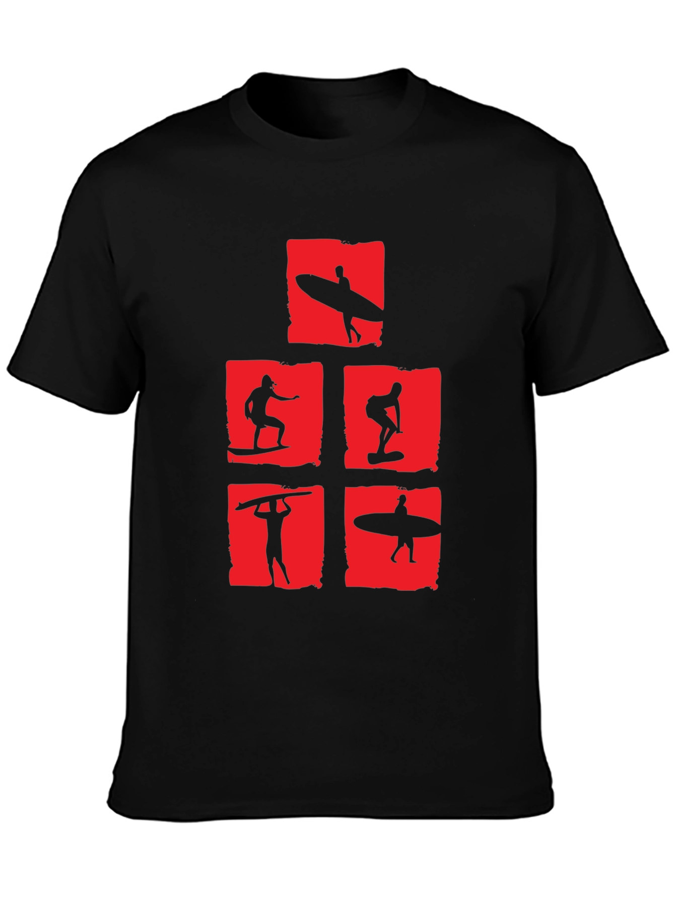 Surfing Silhouette Graphic Tee - Black