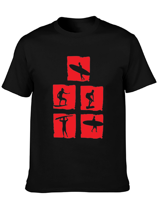 Surfing Silhouette Graphic Tee - Black