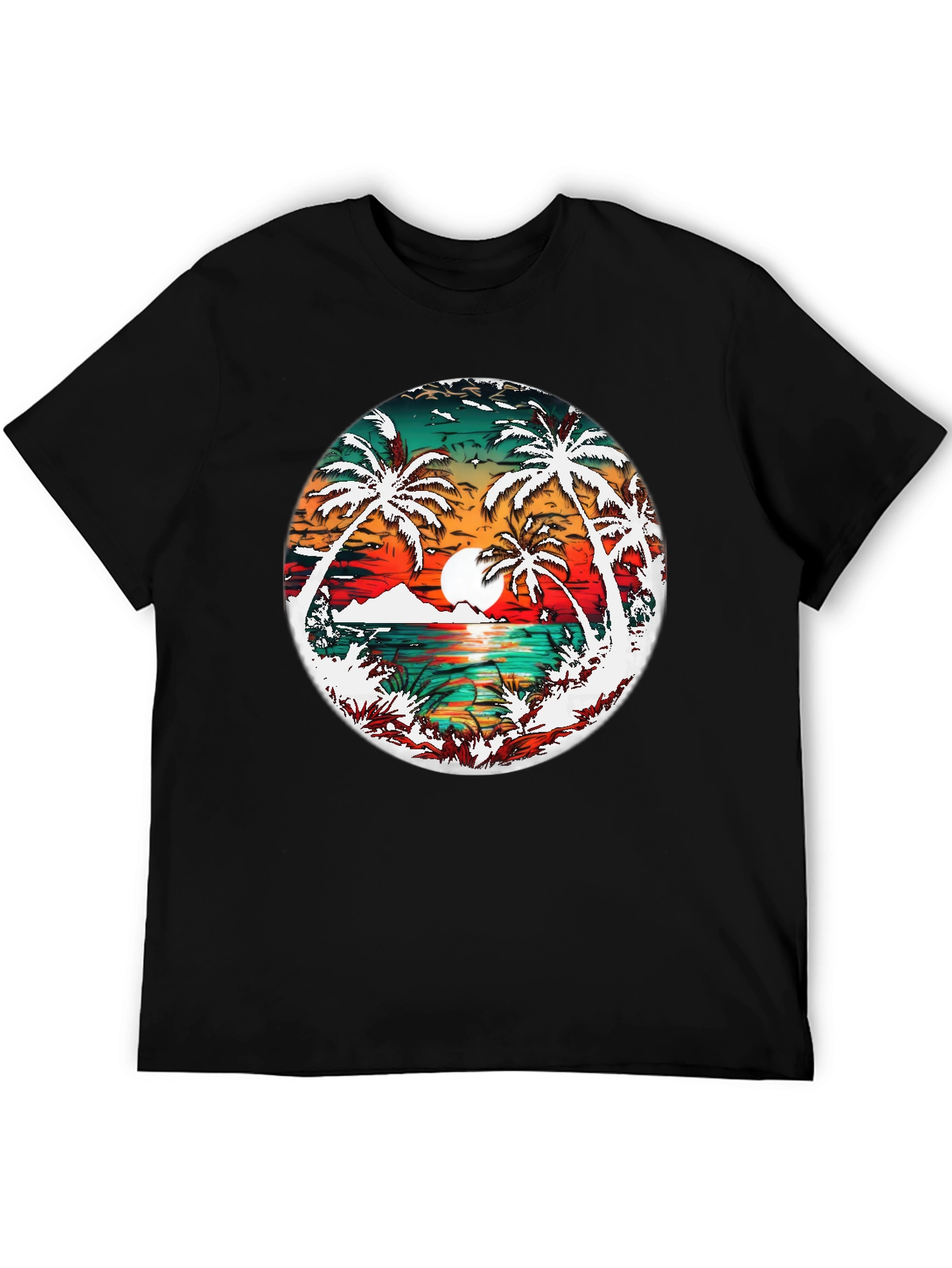 Tropical Sunset Palm Tree Graphic Tee