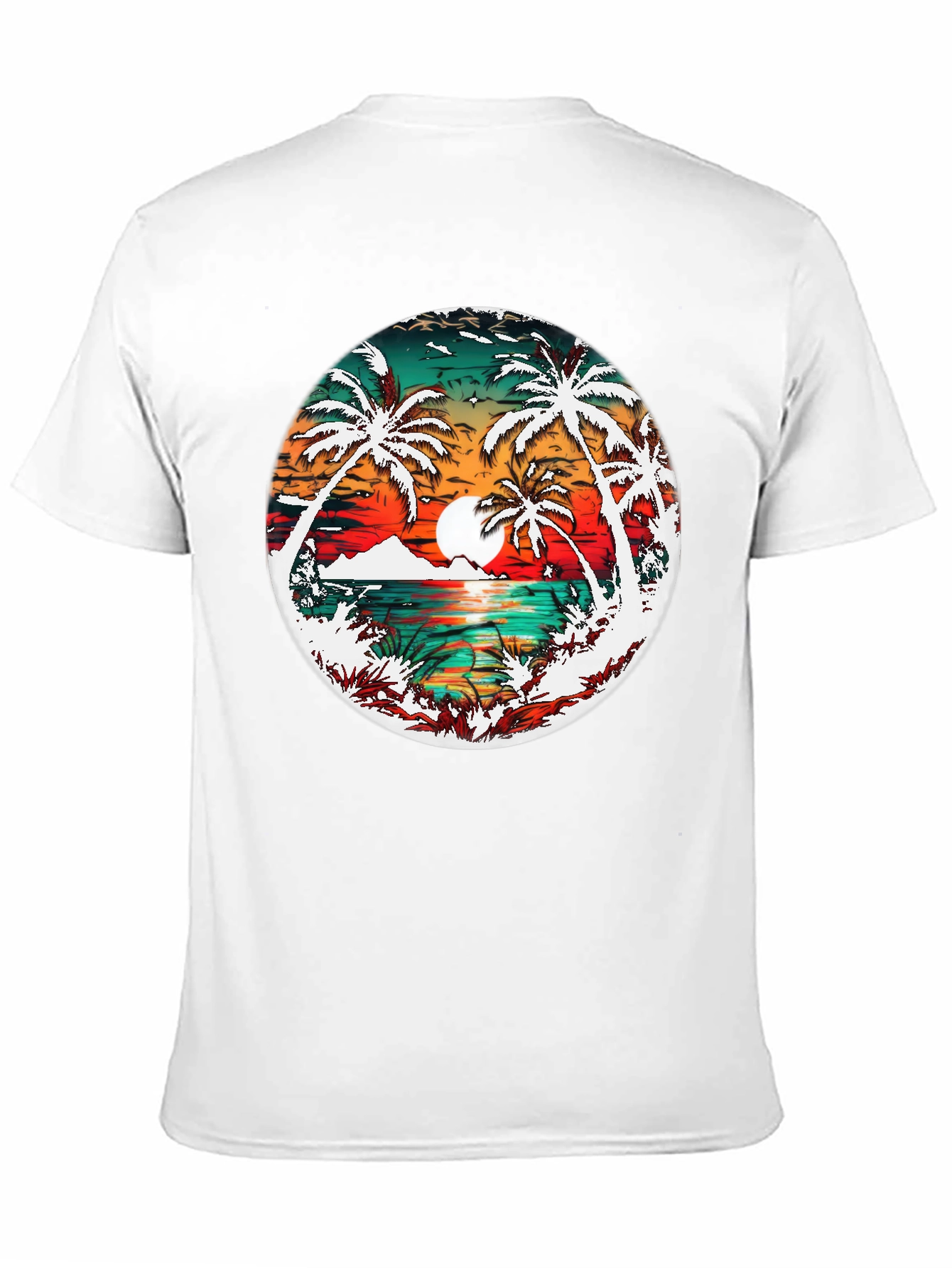 Tropical Sunset Palm Tree Graphic Tee