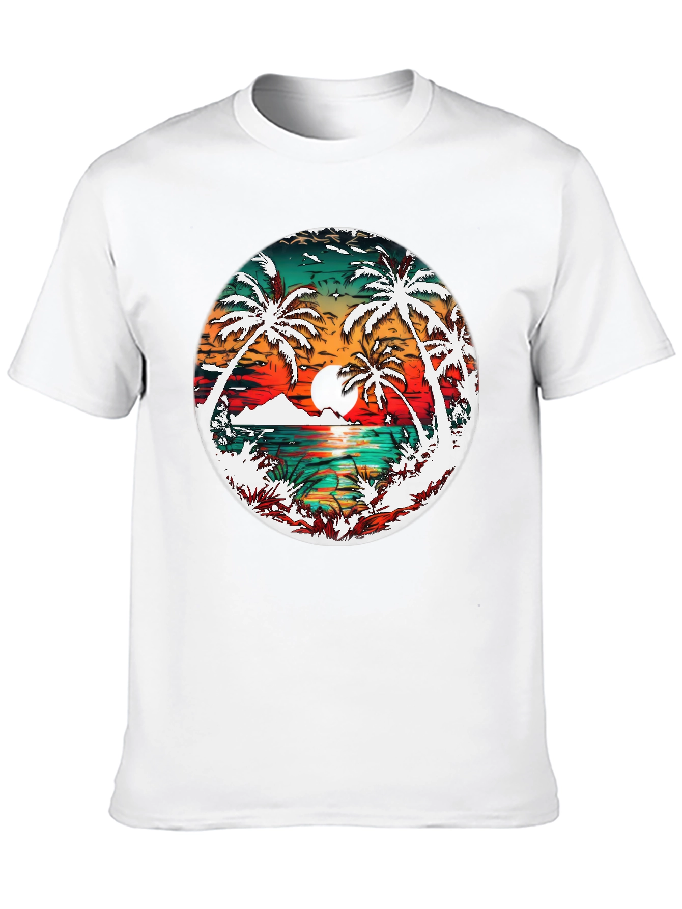 Tropical Sunset Palm Tree Graphic Tee